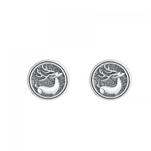 Tibetan Style Stud Earring, Flat Round, silver color plated, vintage & for man, 10mm, Sold By Pair