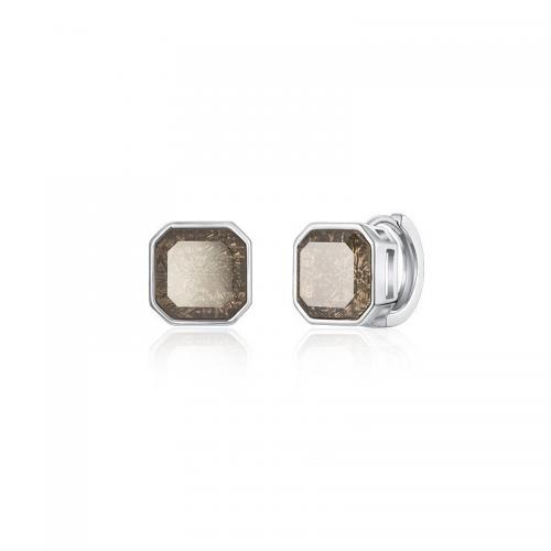 alliage de zinc Huggie Anneau d'oreille, avec cristal, Motif géométrique, Placage de couleur argentée, bijoux de mode & pour homme, 10mm, Vendu par paire