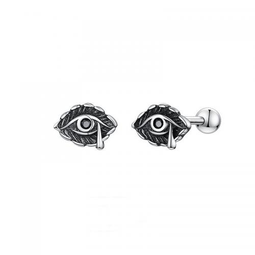 Zinc Alloy Stud Earring Evil Eye silver color plated vintage & for man & with rhinestone Sold By Pair