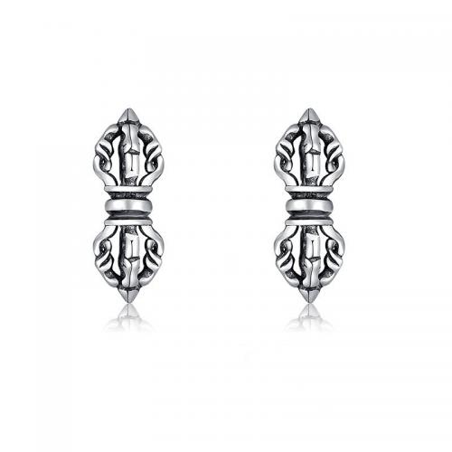 Zinc Alloy Stud Earring silver color plated vintage & for man Sold By Pair