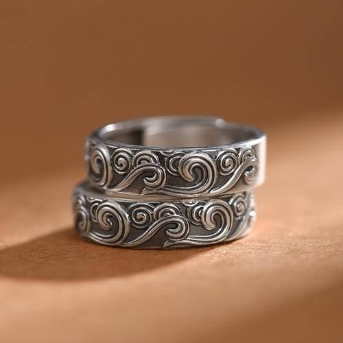 Zinc Alloy Manchet Finger Ring, silver plated, Vintage & voor de mens, Maat:7-11, Verkocht door PC