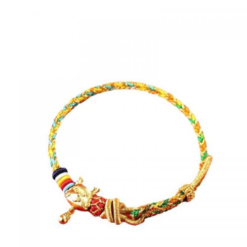 corde de coton bracelet, avec alliage de zinc, Zodiaque chinois, fait à la main, style folk & unisexe & styles différents pour le choix, Longueur:Environ 5.5 pouce, Vendu par PC