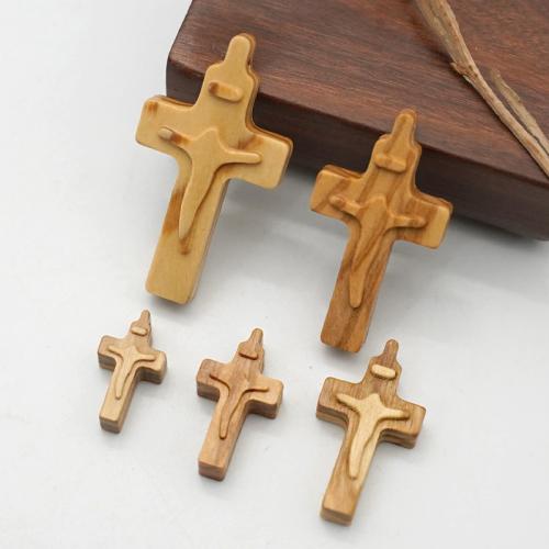 Wood Pendants, Olive Wood, Cross, Unisex & different size for choice, nickel, lead & cadmium free, Sold By PC