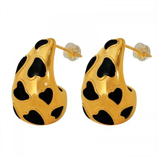 Stainless Steel Stud Earrings 304 Stainless Steel Teardrop fashion jewelry & for woman & enamel Sold By Pair
