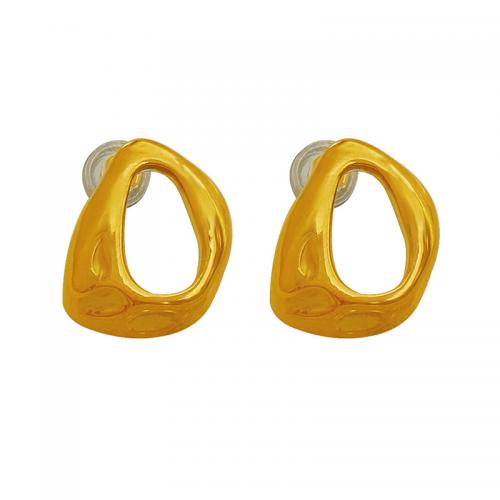Boucle d'oreille de gaujon en acier inoxydable, Acier inoxydable 304, bijoux de mode & pour femme & creux, doré, 15x12mm, Vendu par paire