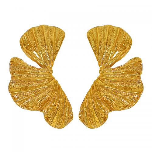 Edelstahl Ohrringe, 304 Edelstahl, Ginkgo-Blatt, Modeschmuck & für Frau, goldfarben, 50x28mm, verkauft von Paar