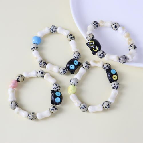 Porcelæn Bracelet, med Dalmatiner & Resin, Cat, mode smykker & Unisex, flere farver til valg, Længde Ca. 18 cm, Solgt af PC
