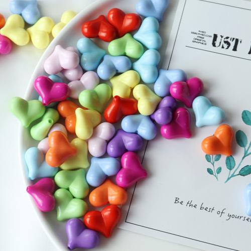 Acrylic Jewelry Beads, Heart, fashion jewelry & DIY, mixed colors, 21x16.50mm, Approx 100PCs/Bag, Sold By Bag