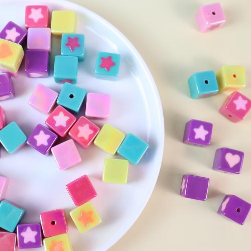 Acrylic Jewelry Beads,  Square, fashion jewelry & DIY, more colors for choice, 17x17mm, Approx 100PCs/Bag, Sold By Bag