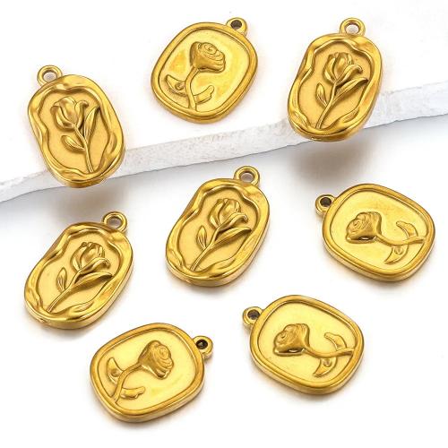 Stainless Steel Pendants 304 Stainless Steel 18K gold plated DIY golden Sold By Bag