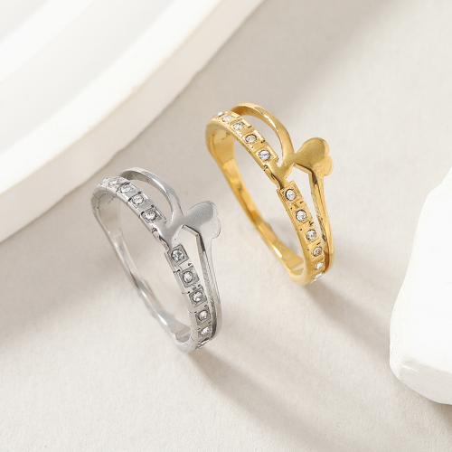 Nerezové Šatonové prst prsten, 304 Stainless Steel, unisex & různé velikosti pro výběr & s drahokamu, více barev na výběr, Prodáno By PC