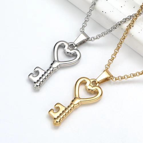 Stainless Steel Jewelry Necklace, 316L Stainless Steel, Key, fashion jewelry & for woman, more colors for choice, Length:Approx 45 cm, Sold By PC