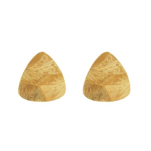 Brass Stud Earring Triangle gold color plated fashion jewelry & for woman golden nickel lead & cadmium free 25mm Sold By Pair