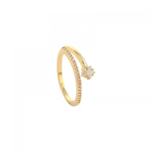 Ring Finger mosiądz, biżuteria moda & dla kobiety & z kamieniem, złoty, bez zawartości niklu, ołowiu i kadmu, inner diameter 17mm, sprzedane przez PC