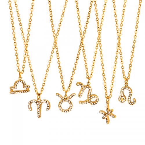Titanstahl Halskette, mit Verlängerungskettchen von 5cm, Konstellation Schmuck & verschiedene Stile für Wahl & für Frau & mit Strass, goldfarben, Länge ca. 40 cm, verkauft von PC