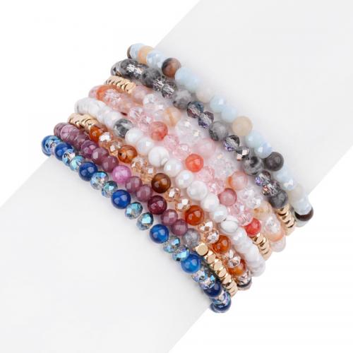 Gemstone Armbånd, Natursten, med Akryl, mode smykker & Unisex, flere farver til valg, Længde Ca. 18 cm, Solgt af PC