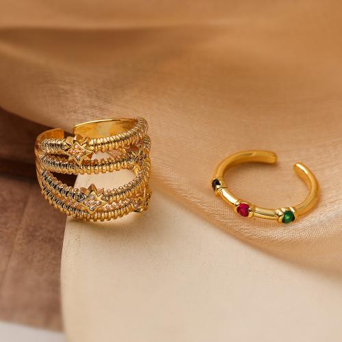 Kubisk Circonia Micro bane messing Ring, guldfarve belagt, forskellige stilarter for valg & Micro Pave cubic zirconia & for kvinde, flere farver til valg, nikkel, bly & cadmium fri, Solgt af PC