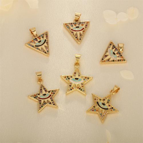 Cubic Zirconia Brass Pendants, with Cubic Zirconia, gold color plated, different styles for choice & for woman & enamel, more colors for choice, nickel, lead & cadmium free, Sold By PC