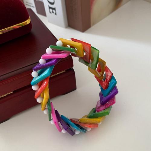Shell Jewelry Bracelet, elastic & for woman, mixed colors, Sold By PC