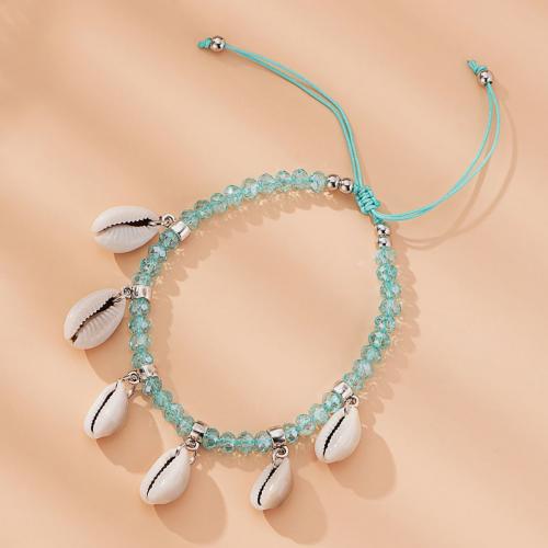 Fashion Jewelry Anklet, coquille, avec Fil de coton, Réglable & pour femme, couleurs mélangées, Vendu par PC