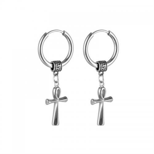 Titanium Steel  Earring Cross plated fashion jewelry silver color Sold By PC