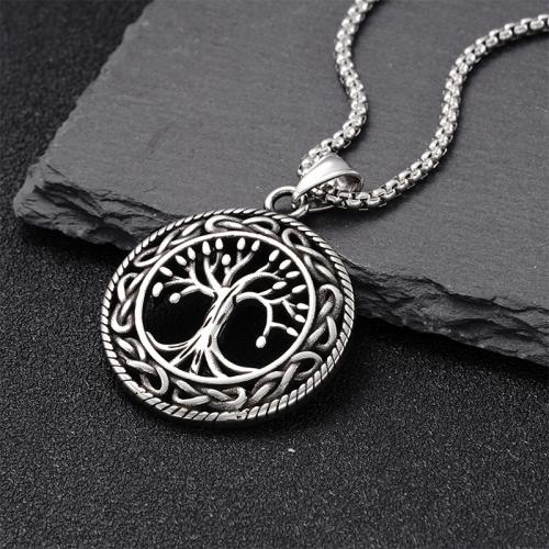 Titanium Steel Necklace Round plated fashion jewelry silver color Length 70 cm Sold By PC