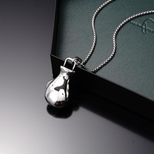 Titanium Steel Necklace, Boxing Glove, plated, fashion jewelry, silver color, Length:70 cm, Sold By PC