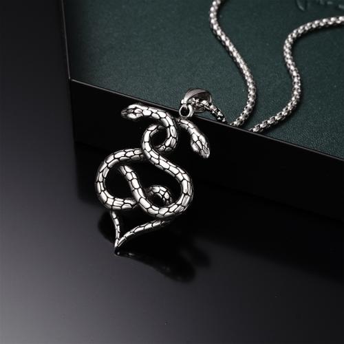 Titanium Steel Necklace, Snake, plated, fashion jewelry, silver color, Length:70 cm, Sold By PC