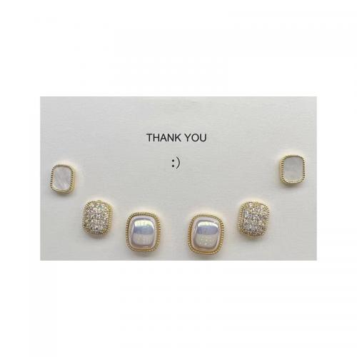 Brass Stud Earring with Shell fashion jewelry & for woman nickel lead & cadmium free Sold By Pair