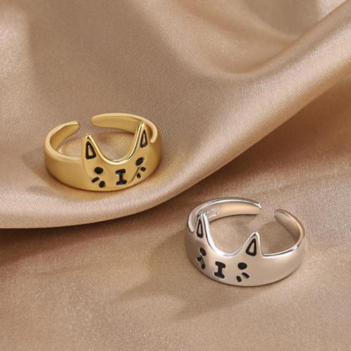 Brass Finger Ring Cat plated fashion jewelry & for woman & epoxy gel nickel lead & cadmium free Diameter :17mm width :12mm. Sold By PC