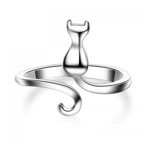 Prás Finger Ring, Cat, jewelry faisin & do bhean, dath bunaidh, nicil, luaidhe & caidmiam saor in aisce, Diameter :17mm, width :17.5mm., Díolta De réir PC