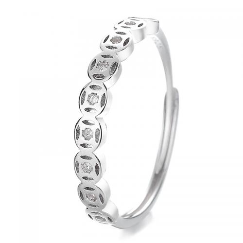 Cubic Zirconia micr3ofono pavimenta anillos de plata esterlina, plata de ley 925, chapado, micro arcilla de zirconia cúbica & para mujer, color de platina, Vendido por Par