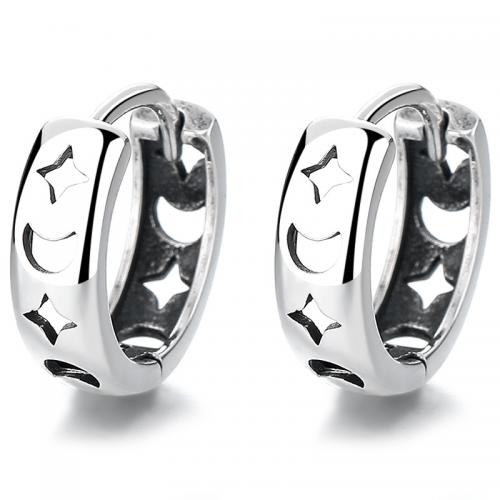925 Sterling Silver Hoop Earrings, plated, for woman, silver color, 12x12.60mm, Sold By Pair