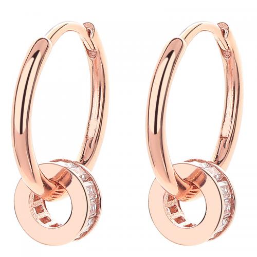Cubic Zirconia Micro Pave Sterling Silver Earring, 925 Sterling Silver, plated, micro pave cubic zirconia & for woman, rose gold color, 18.20x15.80mm, Sold By Pair