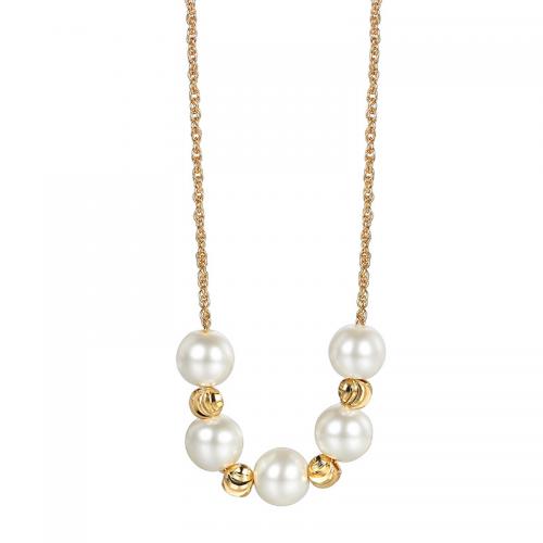 Ожерелья из латуни, Латунь, с Shell Pearl, Другое покрытие, Женский, Золотой, продается PC