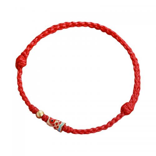 corde de coton Bracelet et bracelet, avec cloisonne, poisson, fait à la main, unisexe & tressé & styles différents pour le choix, Vendu par PC