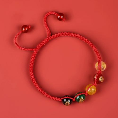 corde de coton bracelet, avec Agate, fait à la main, style folk & unisexe & tressé, Longueur:Environ 6-10 pouce, Vendu par PC