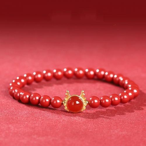 Cinnabar Bracelet, with Hetian Jade & Red Agate, folk style & Unisex & braided & different styles for choice, Length:Approx 6 Inch, Sold By PC