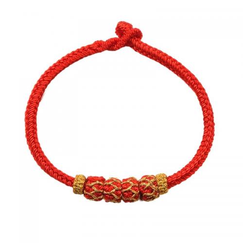 Хлопковый шнурок браслет, Связанный вручную, Народный стиль & Мужская & плетеный & разный размер для выбора, красный, продается PC