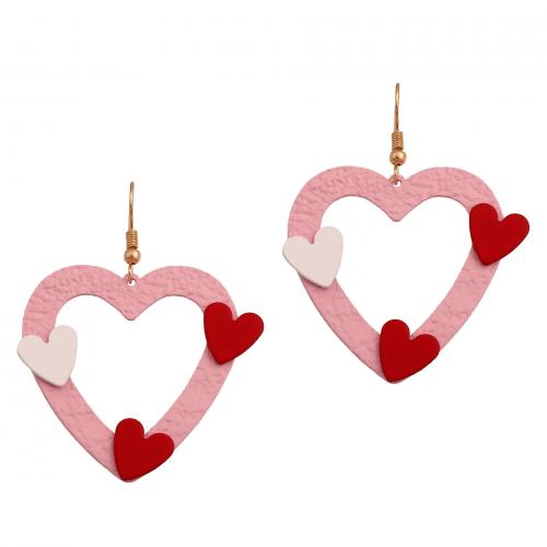 Zinc Alloy Drop Earrings Heart stoving varnish fashion jewelry & for woman & hollow nickel lead & cadmium free Sold By Pair