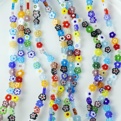الخرز امبورك اليدوية, زهرة, مجوهرات الموضة & ديي & حجم مختلفة للاختيار, الألوان المختلطة, تباع بواسطة حبلا