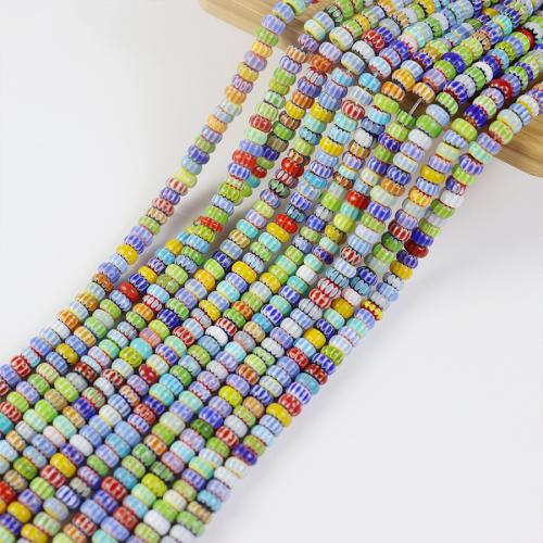 Lampwork Beads Flat Round stoving varnish fashion jewelry & DIY mixed colors Sold Per Approx 40 cm Strand