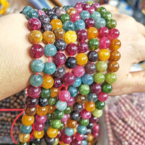 Grânulos de gemstone jóias, turmalina, Roda, polido, joias de moda & DIY & tamanho diferente para a escolha, cores misturadas, vendido por Strand
