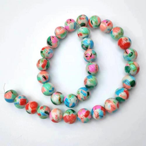 Jade Perlen, persische Jade, rund, poliert, Modeschmuck & DIY & verschiedene Größen vorhanden, gemischte Farben, verkauft von Strang