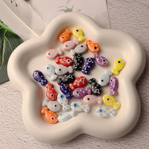 Porcelain Jewelry Beads, Fish, stoving varnish, fashion jewelry & DIY, more colors for choice, 2x17x9mm, Approx 100PCs/Bag, Sold By Bag