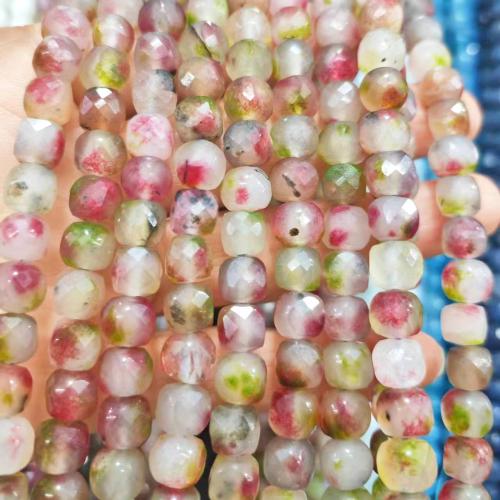 Achat Perlen, Quadrat, poliert, Modeschmuck & DIY & facettierte, gemischte Farben, 8mm, ca. 35PCs/Strang, verkauft von Strang