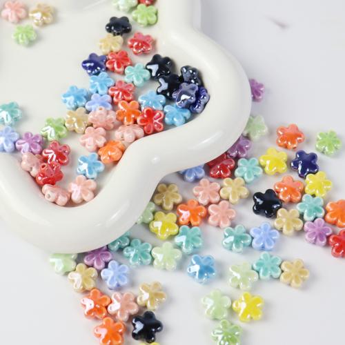 Porcelain Jewelry Beads, Flower, stoving varnish, fashion jewelry & DIY, more colors for choice, 12mm, Approx 100PCs/Bag, Sold By Bag