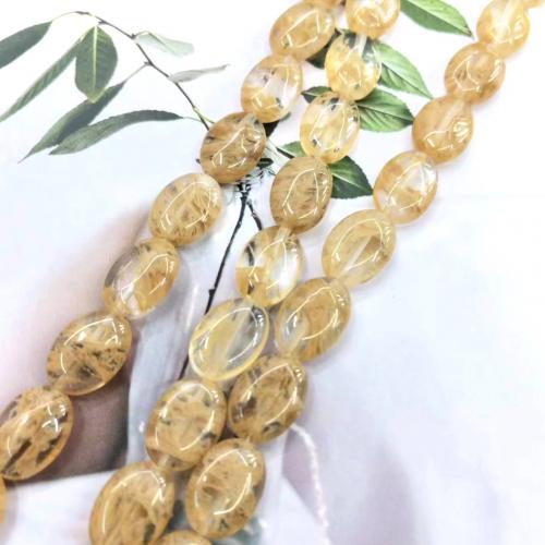 Perles naturelles Quartz fumé, ovale plat, poli, bijoux de mode & DIY, couleurs mélangées, 10x14mm, Environ 26PC/brin, Vendu par brin