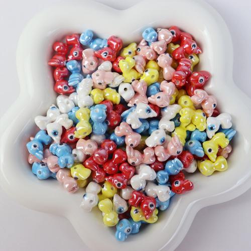 Porcelain Jewelry Beads, Deer, stoving varnish, fashion jewelry & DIY, more colors for choice, 12x14mm, Approx 100PCs/Bag, Sold By Bag