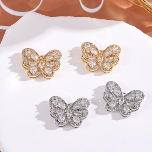 Cubic Zirconia Micro Pave Brass Pendant Butterfly plated fashion jewelry & DIY & micro pave cubic zirconia nickel lead & cadmium free Sold By PC